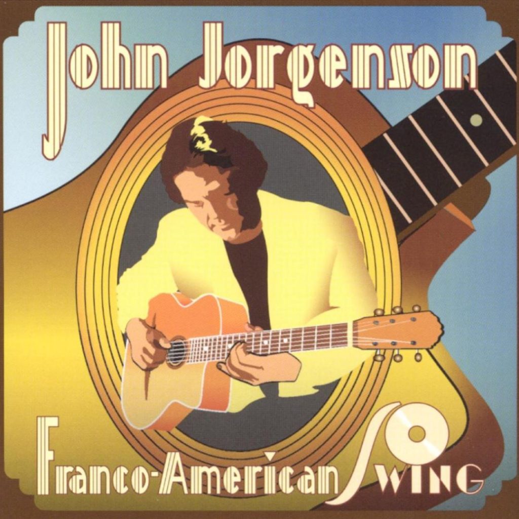Patriotic cover art for “Franco-American Swing” by John Jorgenson, featuring French and American flags with a vintage jazz aesthetic (Jorgenson is known as Elton John's guitarist)