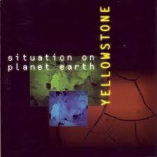 Colorful illustration of earth elements with an overheated planet at the center, cover art for “Situation on Planet Earth” by Yellowstone